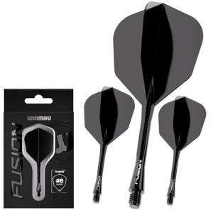 Winmau Darts Fusion Integrated Flight & Shaft System - No.6 Shape & Design - Black Colour, Medium Length