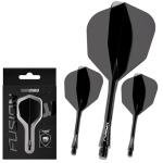 Winmau Darts Fusion Integrated Flight & Shaft System - No.6 Shape & Design - Black Colour, Medium Length