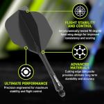 Winmau Darts Fusion Integrated Flight & Shaft System - No.6 Shape & Design - Black Colour, Medium Length