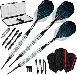 Viper by GLD Products Diamond 90% Tungsten Soft Tip Dart Set with Case, Turquoise Rings, 18 Grams, Multi Colored (21-4801-18)