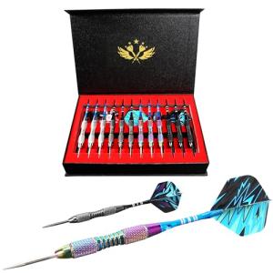 WINSDART Darts Metal Tip Set Professional Metal Darts for Dartboard Steel Tip Darts with Nonslip Iron Barrel Aluminum Dart Shafts,Extra Flights,Dart Sharpener,Gift Box