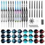 WINSDART Darts Metal Tip Set Professional Metal Darts for Dartboard Steel Tip Darts with Nonslip Iron Barrel Aluminum Dart Shafts,Extra Flights,Dart Sharpener,Gift Box