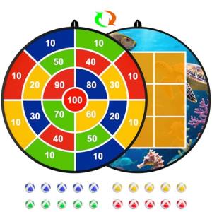 Actgan Kids Dart Board 26" Large with 20 Sticky Balls, Foldable Double-Sided Indoor Outdoor Sport Party Play Game Toys, Birthday Gift for Boys and Girls Ages 4 5 6 7 8 9 10 11 12