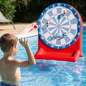 iPlay, iLearn Pool Wave Kids Fun Pool Toys, Inflatable Dart Board Water Games, Swimming Pool Floats, Beach Yard Outdoor Play, Cool Summer Party Gift for 6 7 8 9 10 12 Year Old Boy Girl Teen Adult-Red