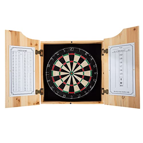 Solid Pine Dart Board Cabinet Set with Darts