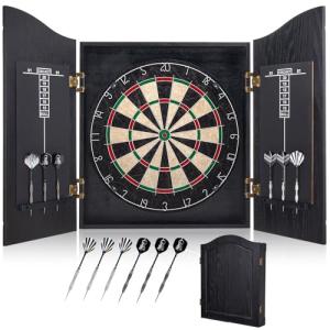 Yirinatek Sisal Dart Board Cabinet Set - Black