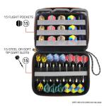 USA Gear XL Semi Hard Shell Dart Case - Storage Protective for 15 Piece Dart Set, Tips, Flights and Shafts, and More Accessories - Locking Foam Design for Soft and Steel Tips (Black) - Case Only