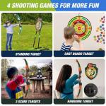 HYES 2 Pack Kids Bow and Arrow with 29" Large Dart Board, LED Light Up Archery Set with 24 Suction Cup Arrows, Indoor Outdoor Sport Toys Gifts for 3 4 5 6 7 8 9 10 11 12 Year Old Boys Girls