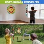 HYES 2 Pack Kids Bow and Arrow with 29" Large Dart Board, LED Light Up Archery Set with 24 Suction Cup Arrows, Indoor Outdoor Sport Toys Gifts for 3 4 5 6 7 8 9 10 11 12 Year Old Boys Girls