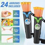 HYES 2 Pack Kids Bow and Arrow with 29" Large Dart Board, LED Light Up Archery Set with 24 Suction Cup Arrows, Indoor Outdoor Sport Toys Gifts for 3 4 5 6 7 8 9 10 11 12 Year Old Boys Girls