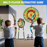HYES 2 Pack Kids Bow and Arrow with 29" Large Dart Board, LED Light Up Archery Set with 24 Suction Cup Arrows, Indoor Outdoor Sport Toys Gifts for 3 4 5 6 7 8 9 10 11 12 Year Old Boys Girls
