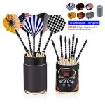 UZOPI 15 Packs Steel Tip Darts 18 Grams with Dart Sharpener and 3 Extra Flights, Aluminum Shafts & Brass Barrels, Levels in Every Rec Room, Man Cave, Bar and Game Room