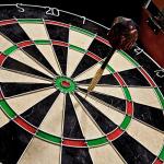 Barrington Billiards Chatham Wood Dartboard Cabinet With 18” Bristle Dartboard and Steel Tip Dart Set