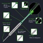 12 Pack Darts Metal Tip Set 22/24 Grams, Steel Tip Darts with Premium Black Green Aluminum Shafts, Extra 50 Rubber O-Rings 6 Nylon Shafts 24 Flights 12 Spring Rings 16 Flights Protector 1 Tool Kit