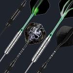 12 Pack Darts Metal Tip Set 22/24 Grams, Steel Tip Darts with Premium Black Green Aluminum Shafts, Extra 50 Rubber O-Rings 6 Nylon Shafts 24 Flights 12 Spring Rings 16 Flights Protector 1 Tool Kit