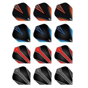 RED DRAGON Hardcore Selection Pack Black V Extra Thick Standard Dart Flights - 4 Sets Per Pack (12 Dart Flights in Total)