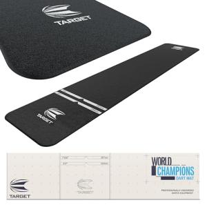 Target Darts Dart Mat - World Champions, Black & White | Dart Oche Mat with Soft Tip and Steel Tip Throw Line Distances | Non Slip Carpet Mats for Floor and Dart Tips Protection | Darts Accessories