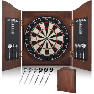 Yirinatek Sisal Dart Board Cabinet Set - Chocolate