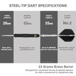 GKOKG Steel Tip Darts Set - 23g, 6-Pack