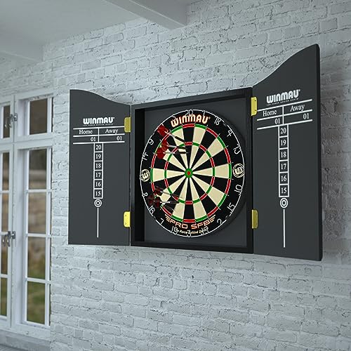 Winmau Man Cave Dartboard Game Set with Dartboard, Dart Cabinet, Arrows and Throwing Line