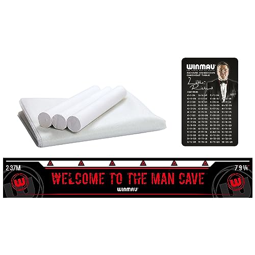Winmau Man Cave Dartboard Game Set with Dartboard, Dart Cabinet, Arrows and Throwing Line