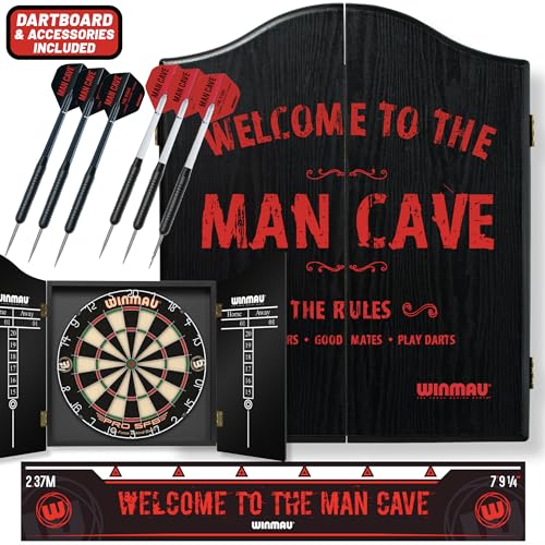 Winmau Man Cave Dartboard Set with Cabinet & Arrows