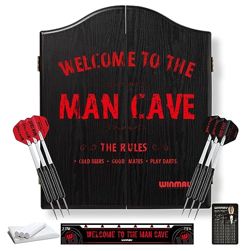 Winmau Man Cave Dartboard Set with Cabinet & Arrows