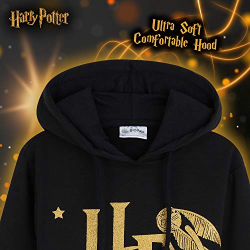 Harry Potter Hogwarts Zip Hoodie for Teen Girls (Black/Gold/Red, 11-12)