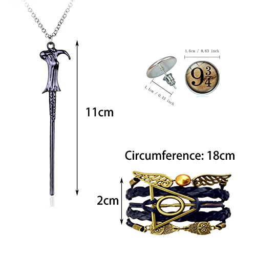 Harry Potter Charm Set with Necklace, Earrings, and Bracelet