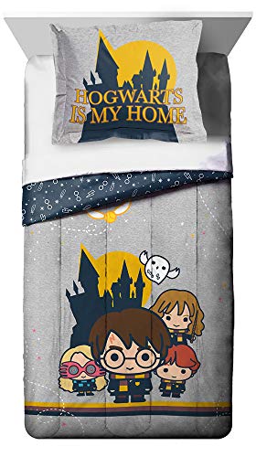 Harry Potter Charms Twin Comforter & Sham (Gray)