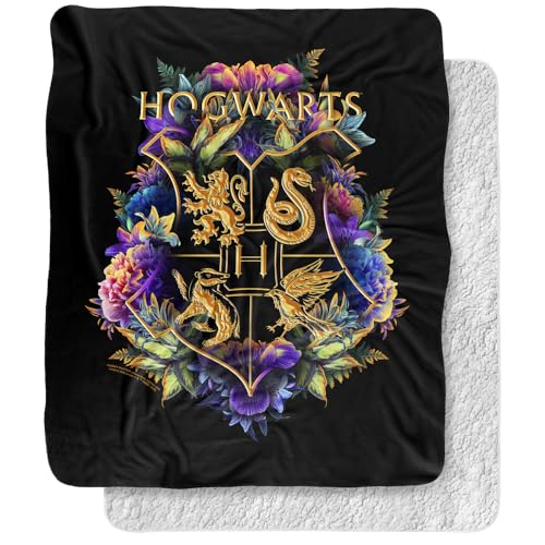 Hogwarts Floral Crest Silky Touch Throw Blanket