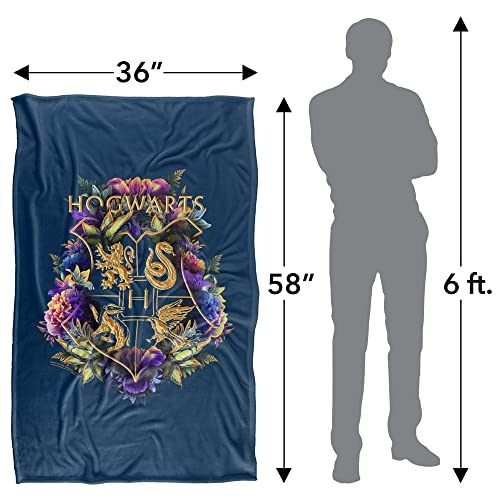 Hogwarts Floral Crest Silky Soft Throw Blanket
