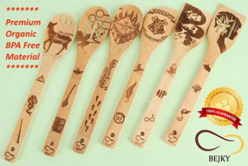 Magical Wizard 6-Pc Bamboo Spoon Set - Engraved Patterns