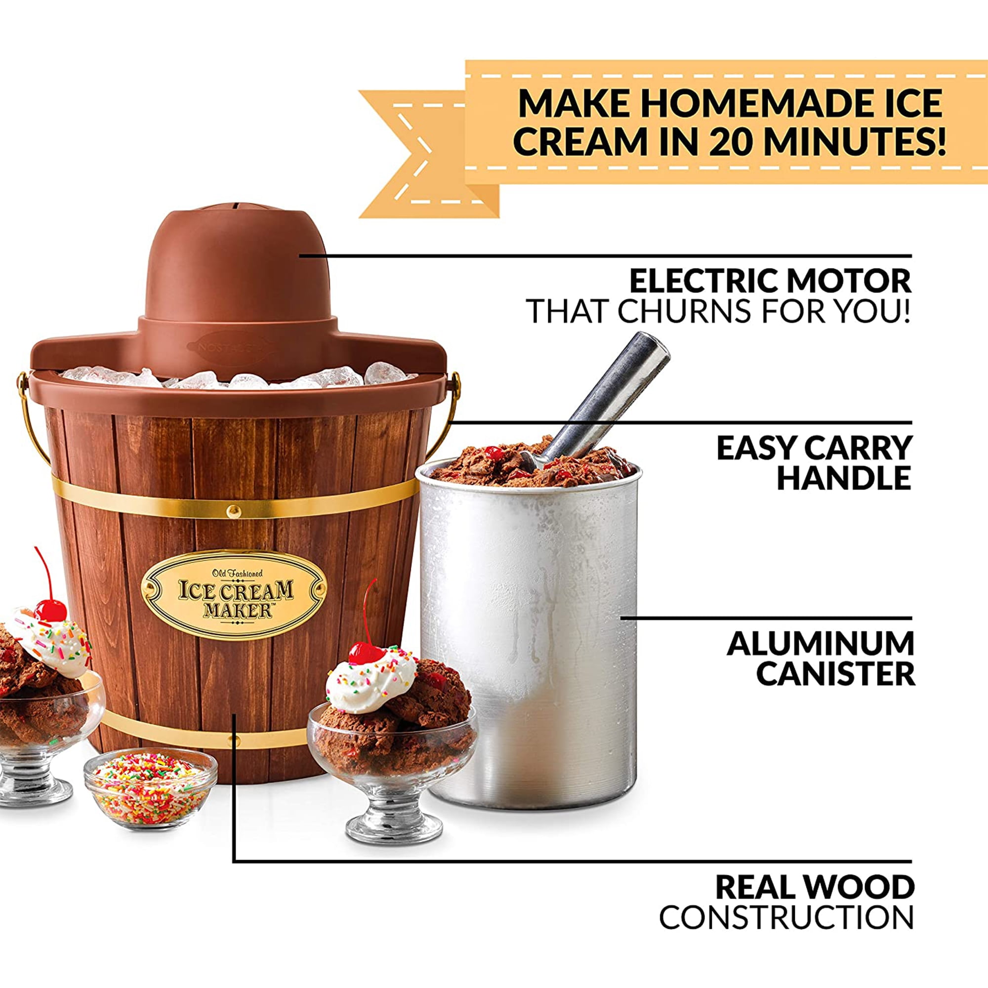 4 Quart Soft Serve Ice Cream Maker with Handle