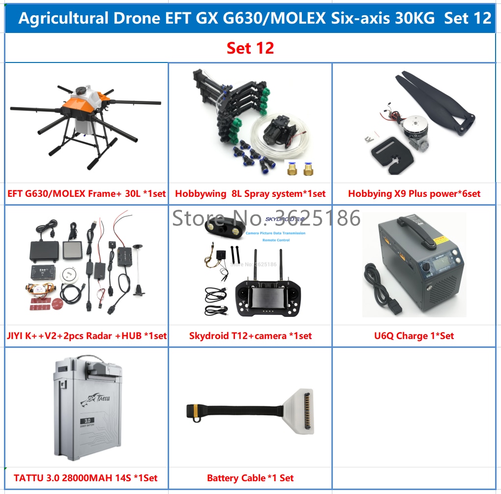 EFT Frame GX G630 MOLEX 30KG Agricultural Drone