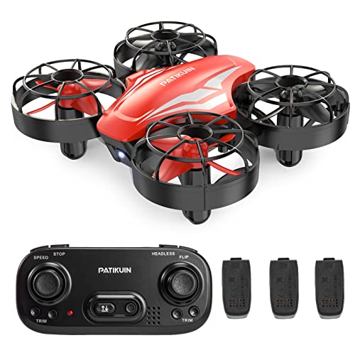 Mini Quadcopter with 3 Batteries, Headless Mode, Auto Hover, 3 Speeds, Indoor Flying, Red