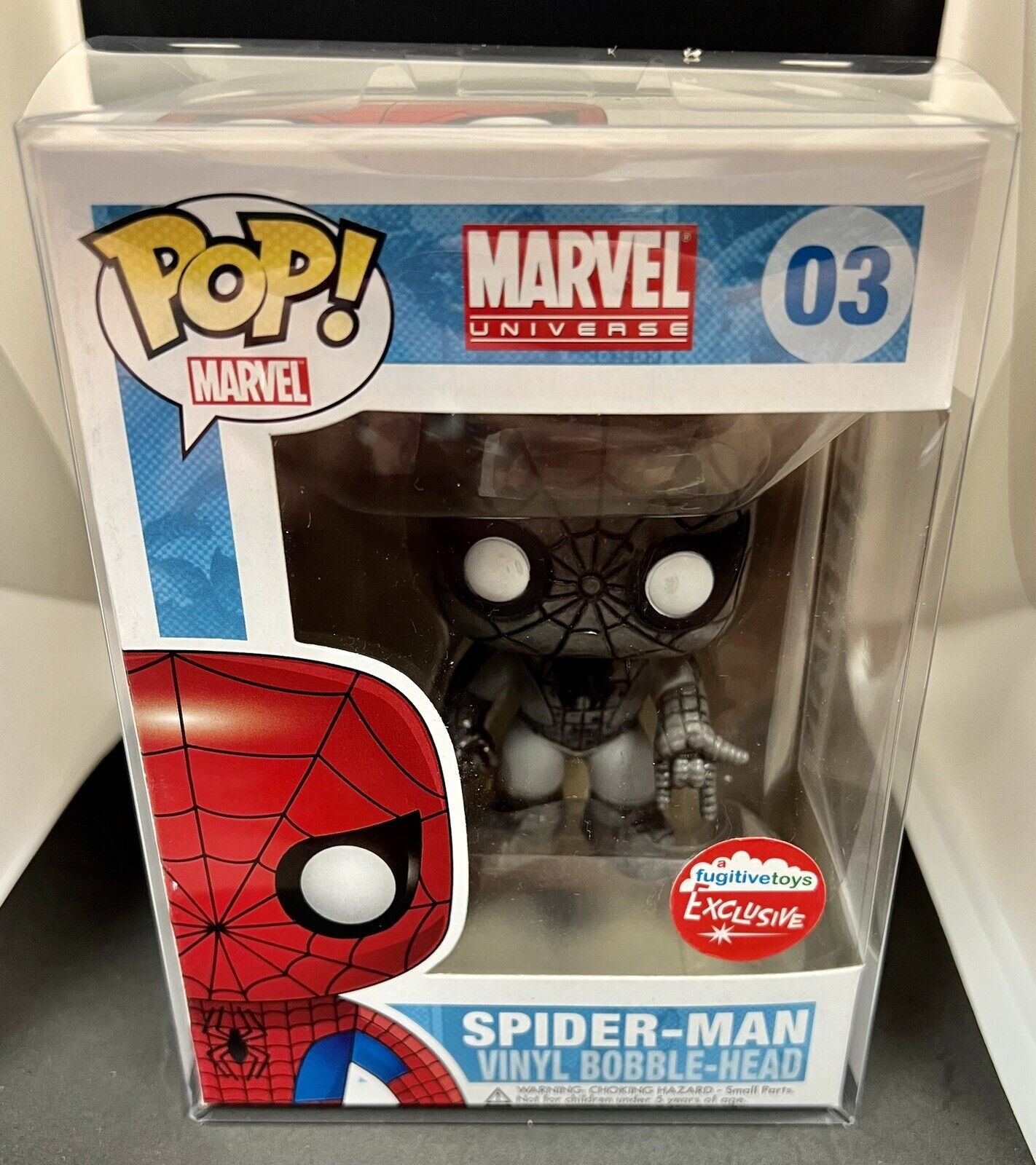 Funko Pop! Vinyl Marvel #03 Spider-Man Figure - Black & White Fugitive Toys Exclusive
