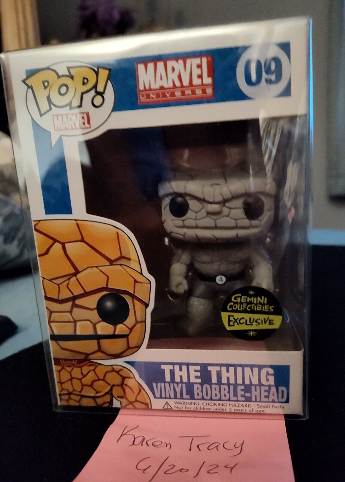 Funko Pop! Vinyl Marvel #09 The Thing (Fantastic Four) - Black and White Gemini Collectibles Exclusive Figure
