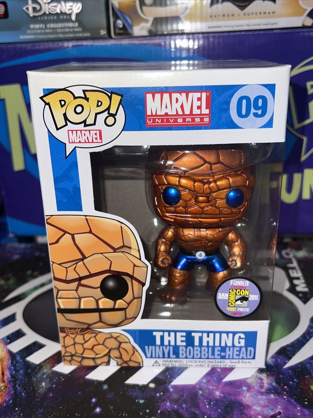 Funko Pop! Vinyl Marvel #09 The Thing (Fantastic Four) - 2011 SDCC Exclusive Metallic Figure