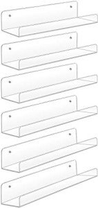 6-Pack 15-Inch Floating Acrylic Display Shelves