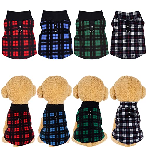 Buffalo Plaid Dog Sweaters with Leash Ring