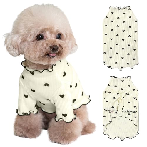 Heart Print Ruffle Shirt for Small Dogs