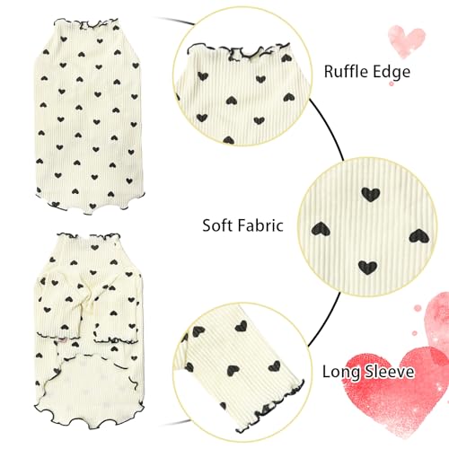 Heart Print Ruffle Shirt for Small Dogs
