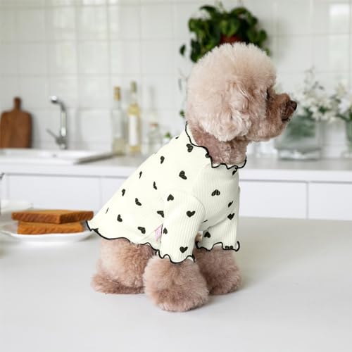 Heart Print Ruffle Shirt for Small Dogs