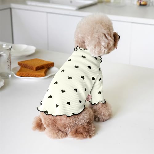 Heart Print Ruffle Shirt for Small Dogs