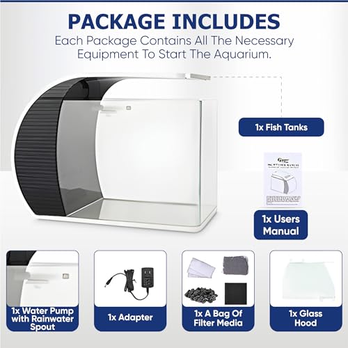 5 Gallon Arc-Shaped Glass Fish Tank Kit