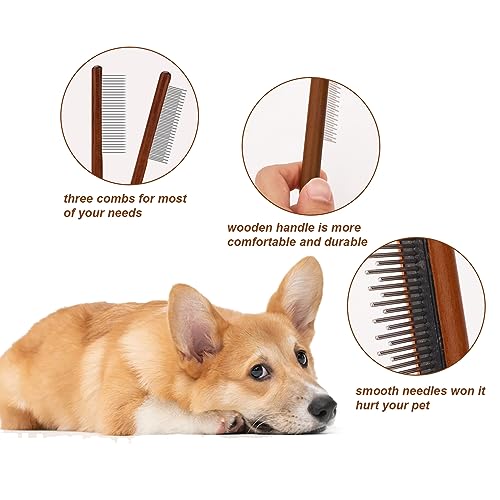 2-Pack Solid Wood Pet Grooming Combs