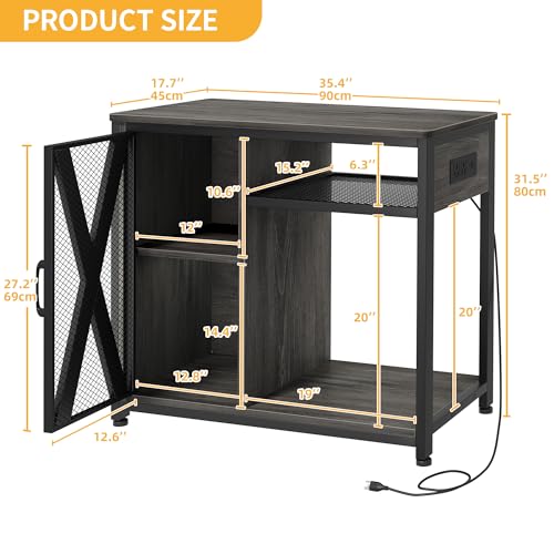 Metal Aquarium Stand with LED Light & Power Outlets