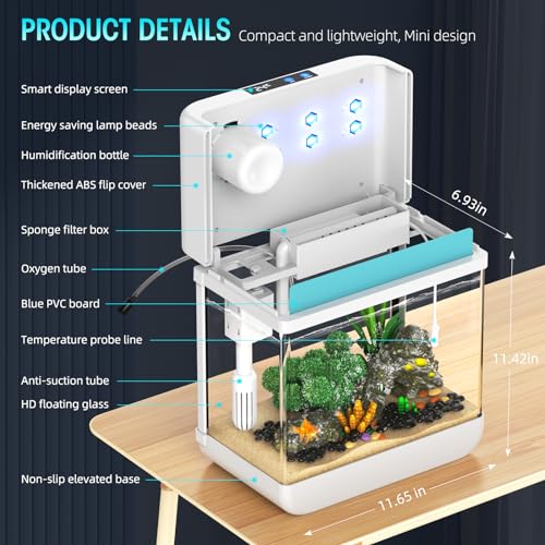 2.2 Gallon Self-Cleaning Fish Tank with Humidifier