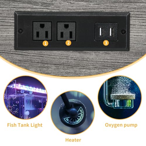 Metal Aquarium Stand with LED Light & Power Outlets